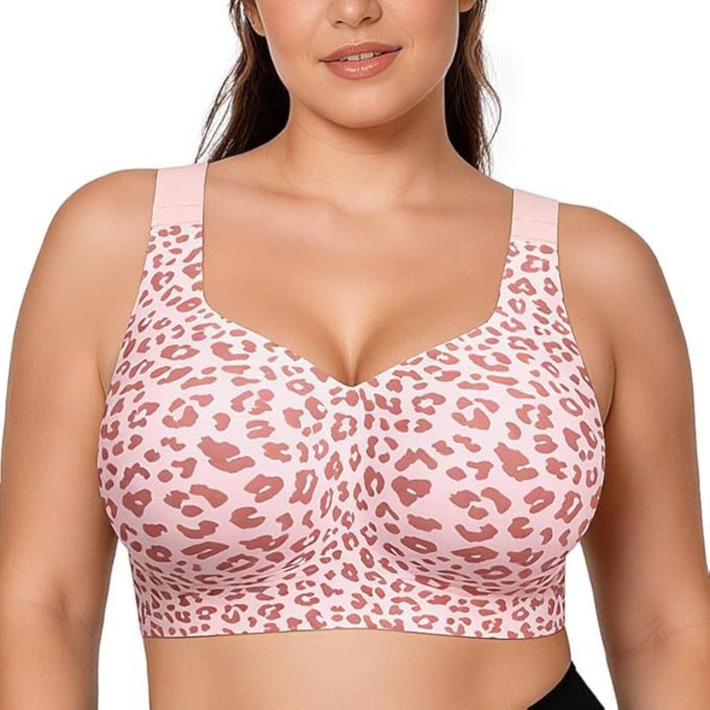 Minimizer Bra Women - บราเล็ปท์ลายเสือดาว ไม่มีโครง ไร้สาย ยกกระชับ ไร้รอยต่อ บราเต็มคัพ